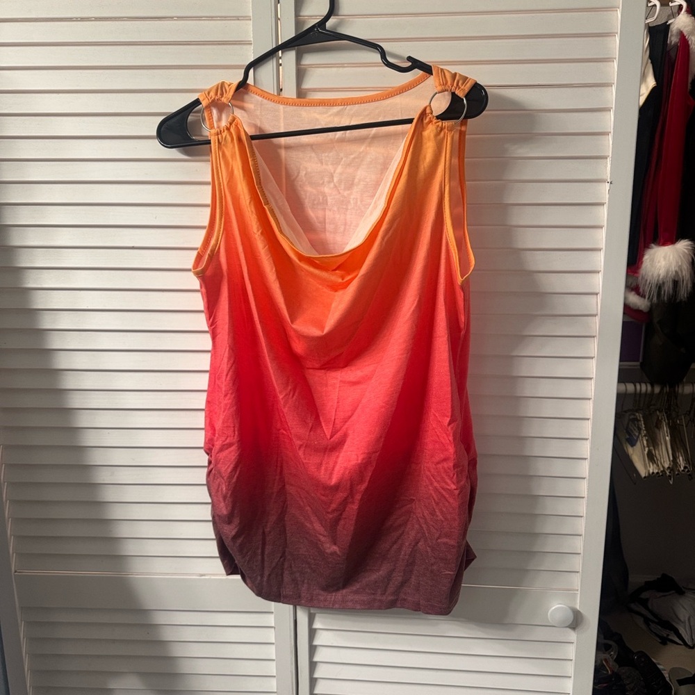Orange and Red Ombre Sleeveless Top